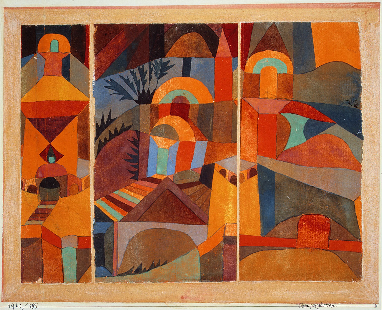Paul Klee, Temple Gardens, 1920. Klee taught classes in elemental design theory as
part of the Bauhaus preliminary course